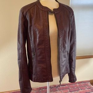 Maurices Plum Faux Leather Jacket Sz L